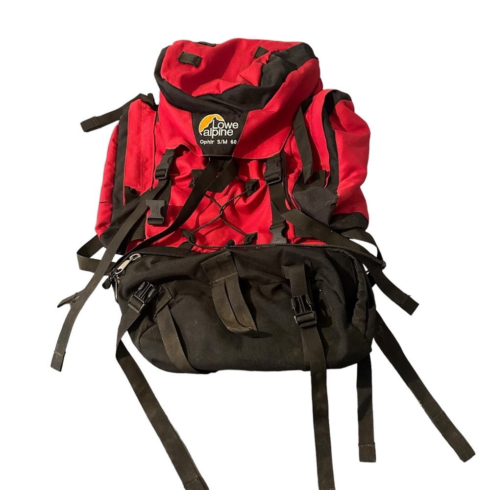 Lowe Alpine Ophir 60 Backpack Sz S/M Back System Rain Cover Hiking Camping